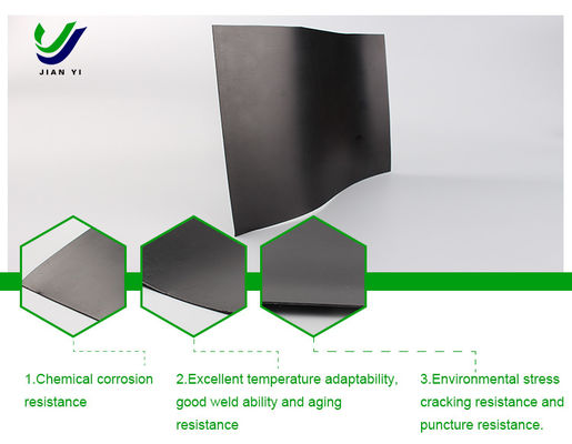 খনি বর্জ্য পুকুরের জন্য রাসায়নিক জারা প্রতিরোধ এবং ৭০০% প্রসারণযোগ্যতা সহ অতি-নিম্ন প্রবেশযোগ্যতা সম্পন্ন এইচডিপিই মসৃণ জিওমেমব্রেন