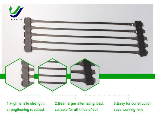 সড়ক ও রেলওয়ের সাবগ্রেড রিইনফোর্সমেন্টে শক্তিশালী বহন ক্ষমতা জন্য উচ্চ টান শক্তি এবং ইউভি প্রতিরোধের সাথে এক অক্ষীয় জিওগ্রিড