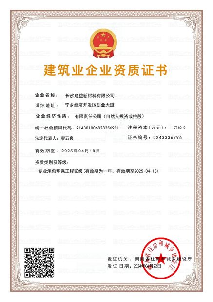 চীন Changsha Jian-Yi New Material Co., Ltd. সার্টিফিকেশন